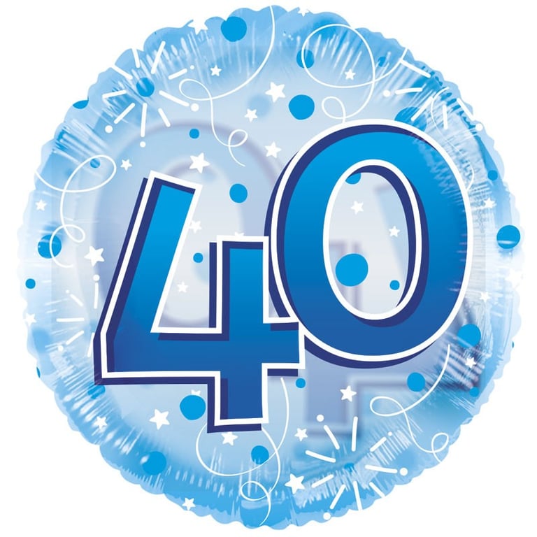 Clearview 24 Inch Blue Birthday Balloon - Perfect Party Decoration for Age 40 Celebrations
