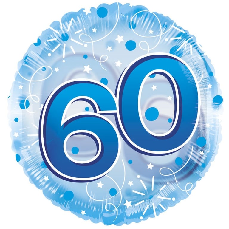 Age 60 Clearview Blue Birthday Balloon - 24 Inch Party Decoration