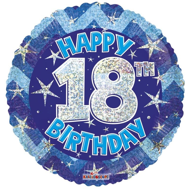 Holographic Blue 18th Birthday Balloon (18 inch) - Party Decoration