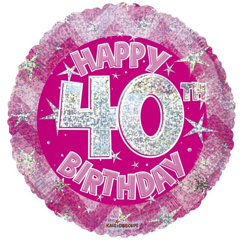 18 Pink Holographic 40th Birthday Party Decoration Balloon - Happy Celebration Gift