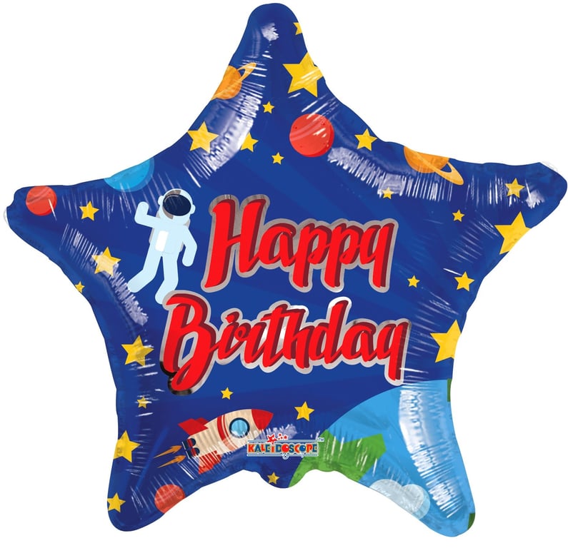 18 Inch Space Themed Happy Birthday Balloon - Perfect Party Decoration for Kids Birthday Celebration