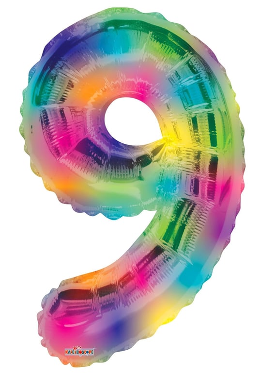 Rainbow Party Decor Balloons - 9 Colorful 34 Inch Inflatable Blimps for Home and Event Decoration