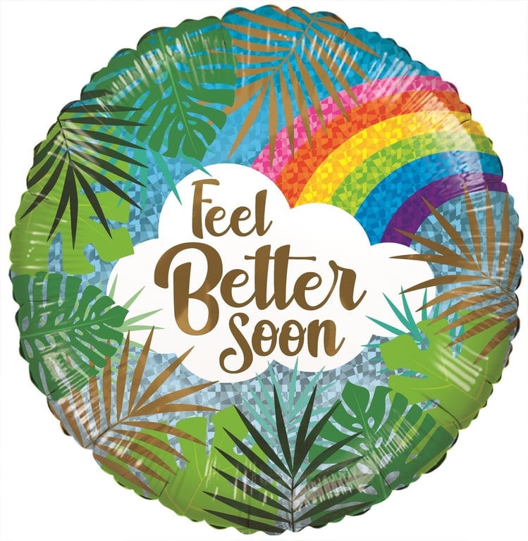 18 Inch Eco Balloon - Feel Better Soon Leaves & Rainbow Home Decor Decoration