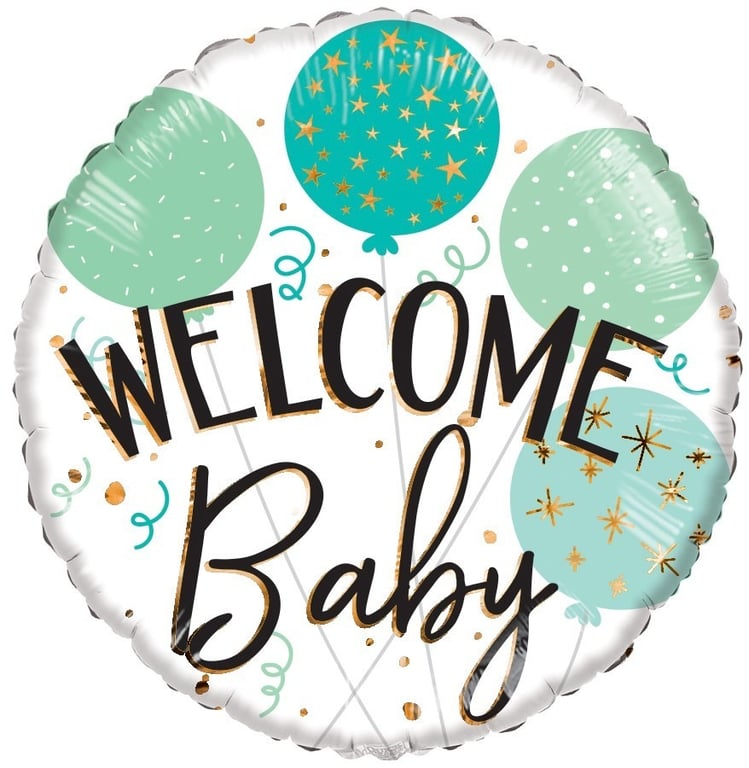 Eco-Friendly 18 Inch Green Welcome Baby Balloons - Party Decorations
