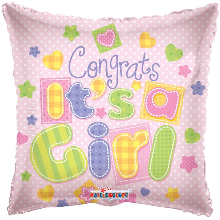 Congrats Its A Girl Silver Foil Balloon - Baby Shower Decoration and Party Supply