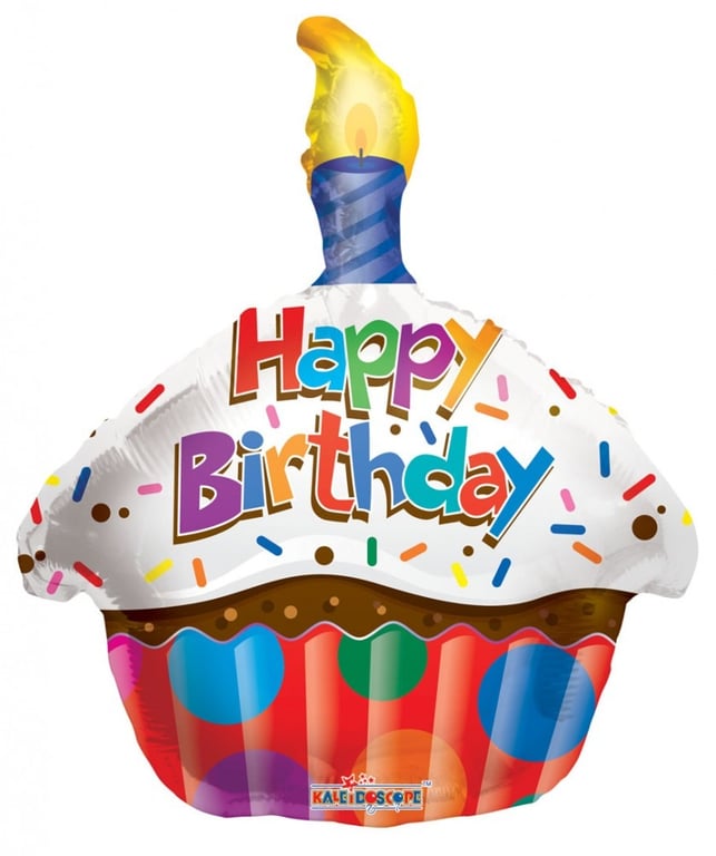 18 Birthday Cupcake Balloon - Decorative Party Supply with Cupcake Design and 18 Inch Diameter