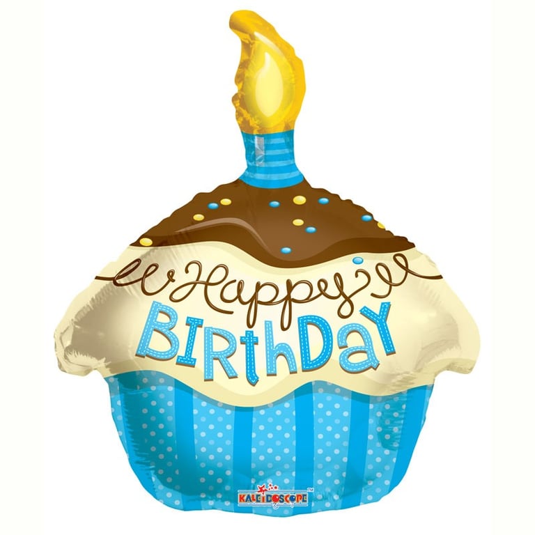 Blue Foil Cupcake Balloon - Perfect Party Decoration and Home Decor Supply