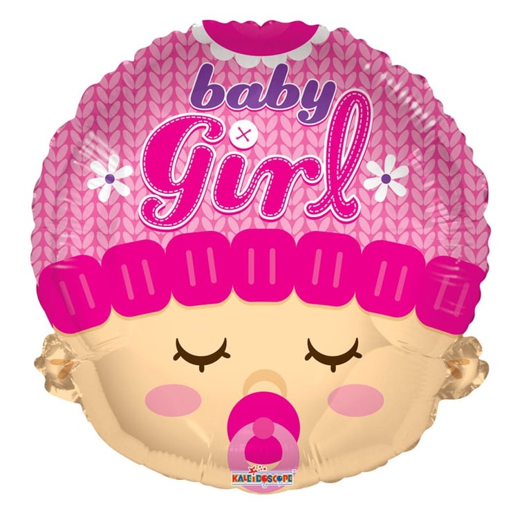 Baby Girl Foil Balloon - Adorable Face Decoration for Girls Birthday Parties and Toddler Celebrations
