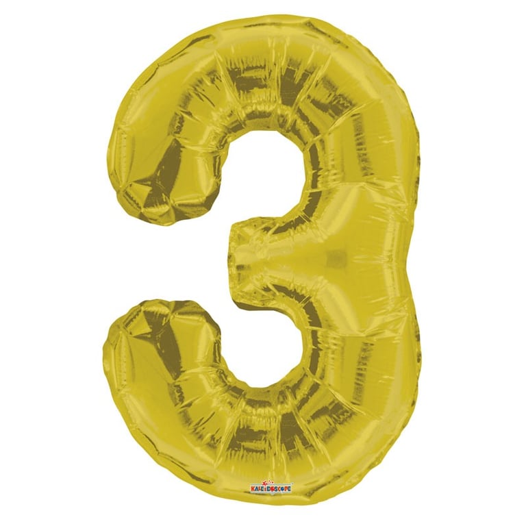 Gold Foil Balloon - Shiny Home Decor for 3-Year-Old Birthday Parties