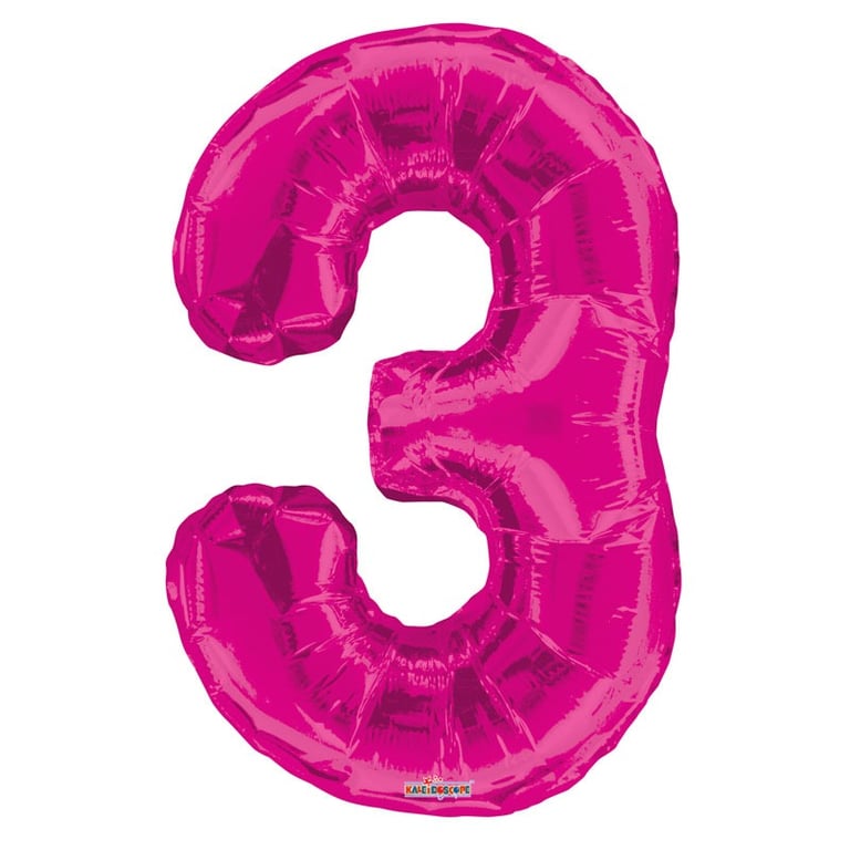 Hot Pink Foil Balloon - Perfect for 3-Year-Olds Birthday Parties and Celebrations