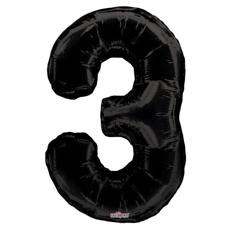 Black Foil Balloon - Perfect Party Decor for Age 3 Celebrations