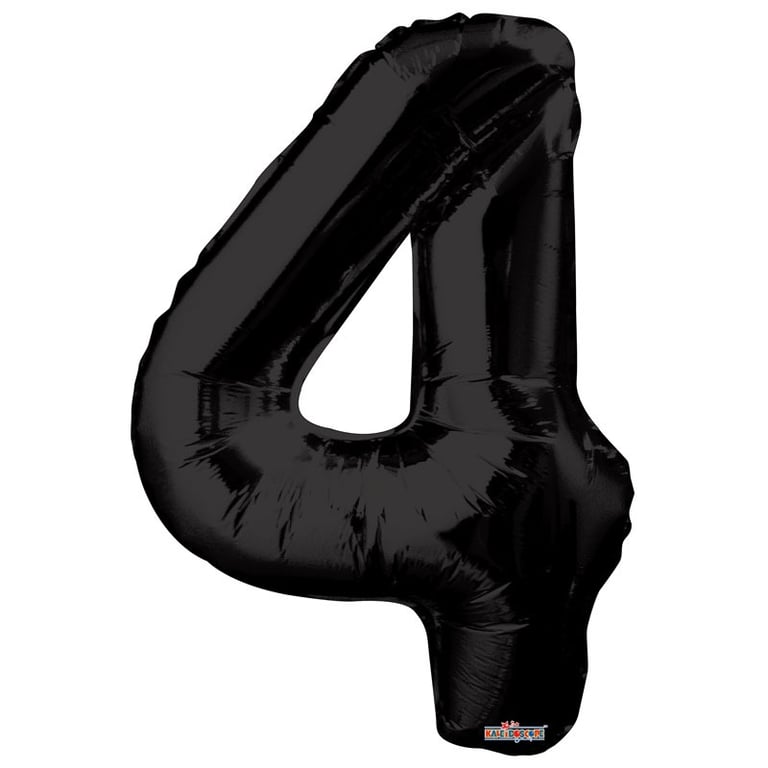 Black Foil Balloon - Age 4 Party Decoration
