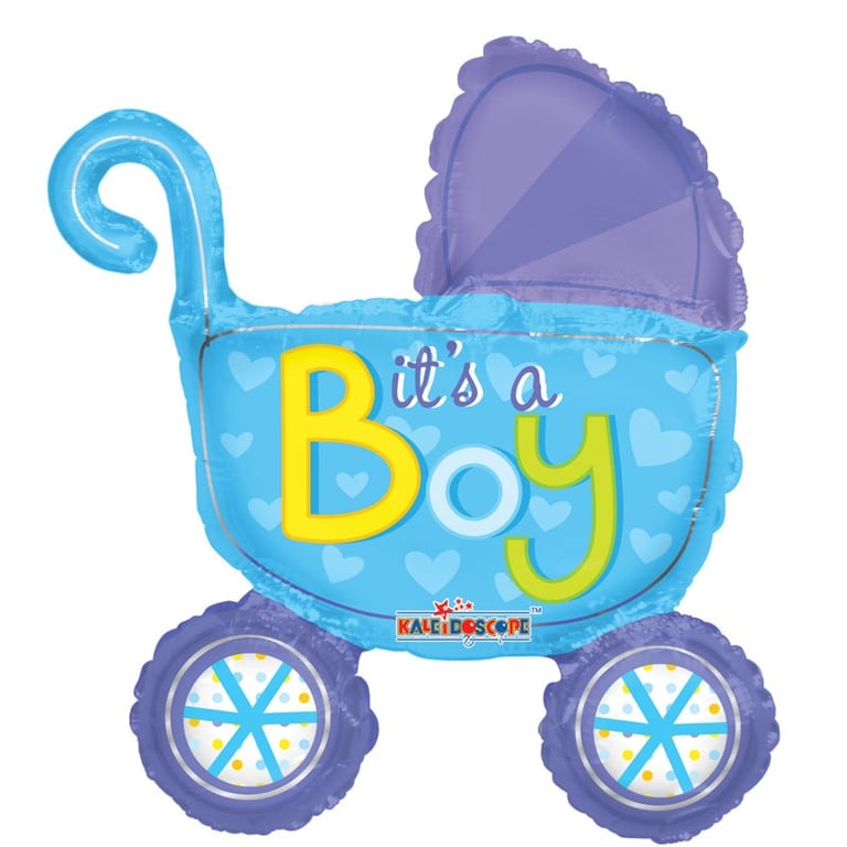 14 Baby Boy Stroller Balloon - Decorative Accessory Set