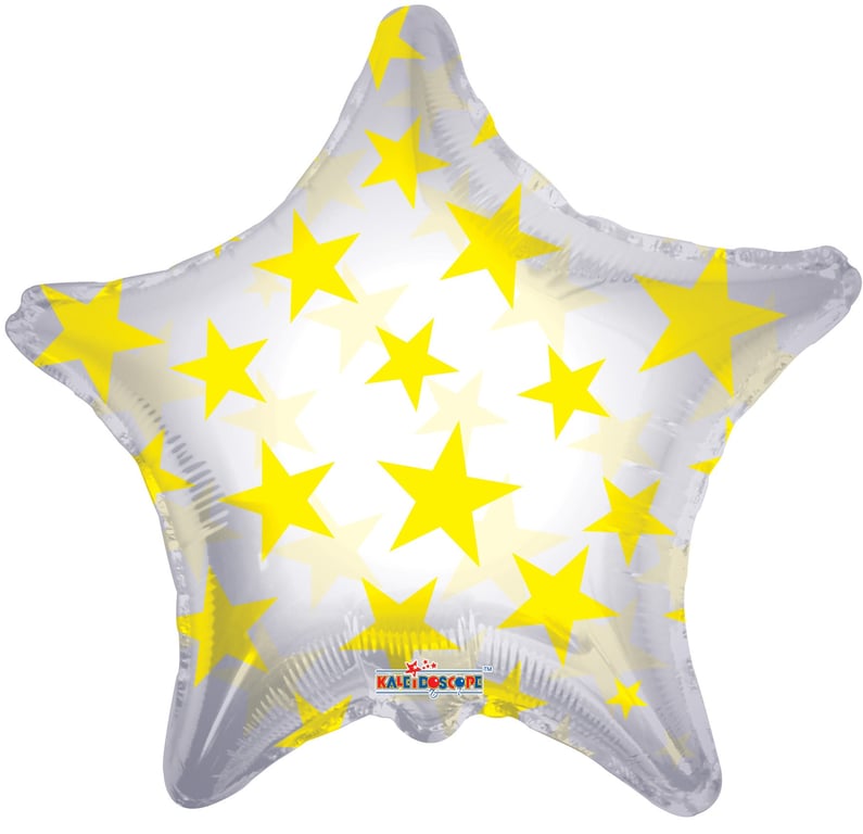 Yellow Patterned 22inch Star Balloon - Party Decoration & Event Balloons