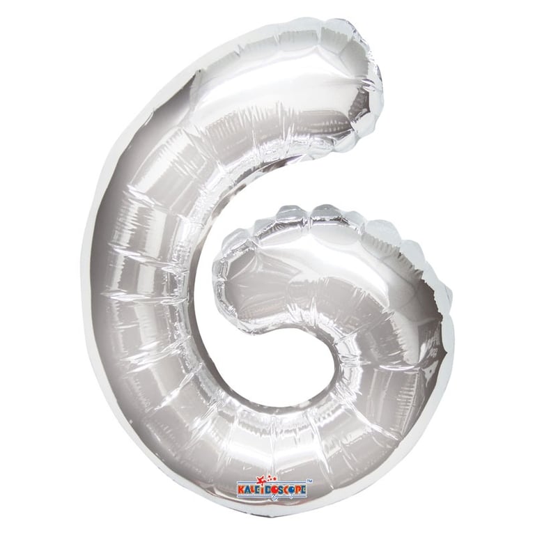 Silver Number 6 Party Balloon - 14 inch Home Decor and Event Decoration Accessory