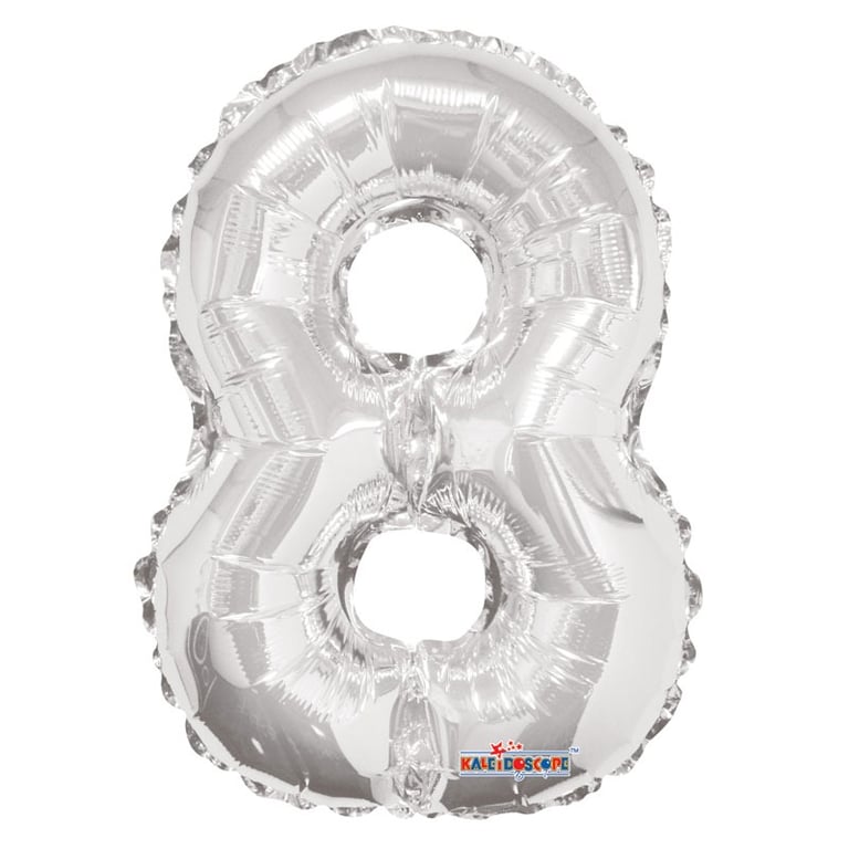 Silver Number 8 Party Balloon - 14 inch Home Decor and Event Decoration
