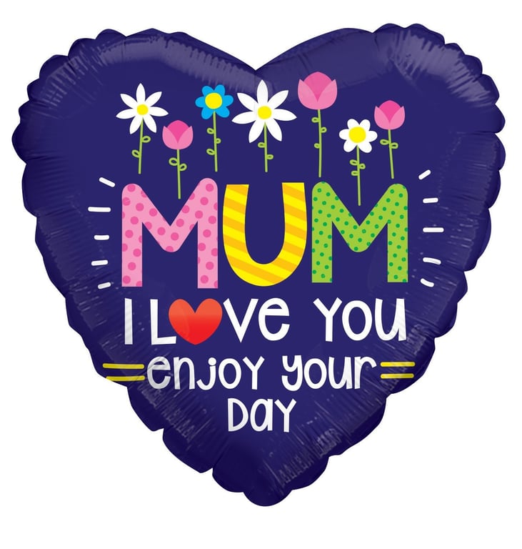18 Inch Mum I Love You Celebration Balloon - Perfect Home Decoration and Birthday Party Accessory
