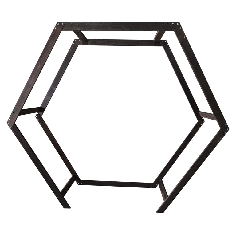 Burnt Wood Heptagon Wooden Arch for Home Decor - Rustic 223cm Wooden Entranceway Decoration