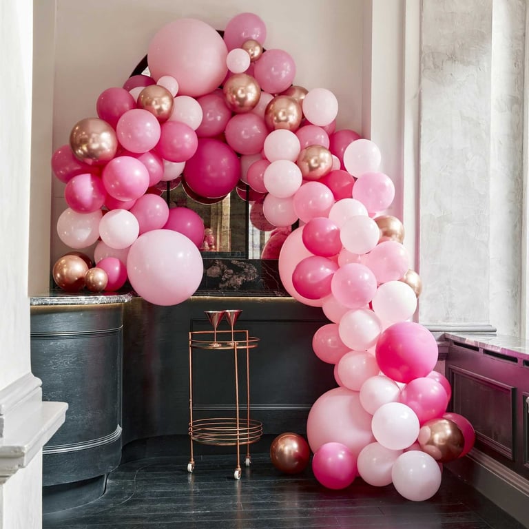 Luxe Pink Balloon Arch - Elegant Wedding Decorations and Party Event Arch