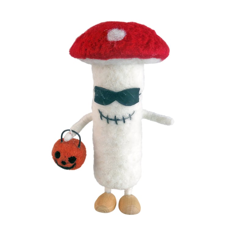 Felt Scary Toadstool Pumpkin Hanging Decoration, 16cm Spooky Mushroom Accent for Fall Home Decor