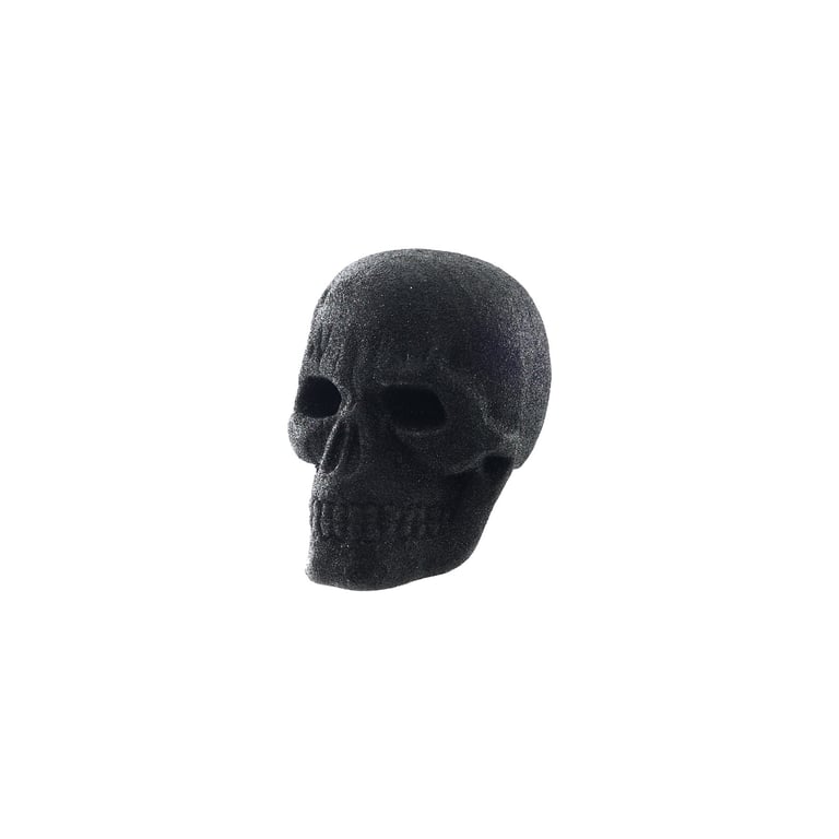 Black Glitter Skull Decoration - 16cm Halloween Home Decor Wall Art Accessory