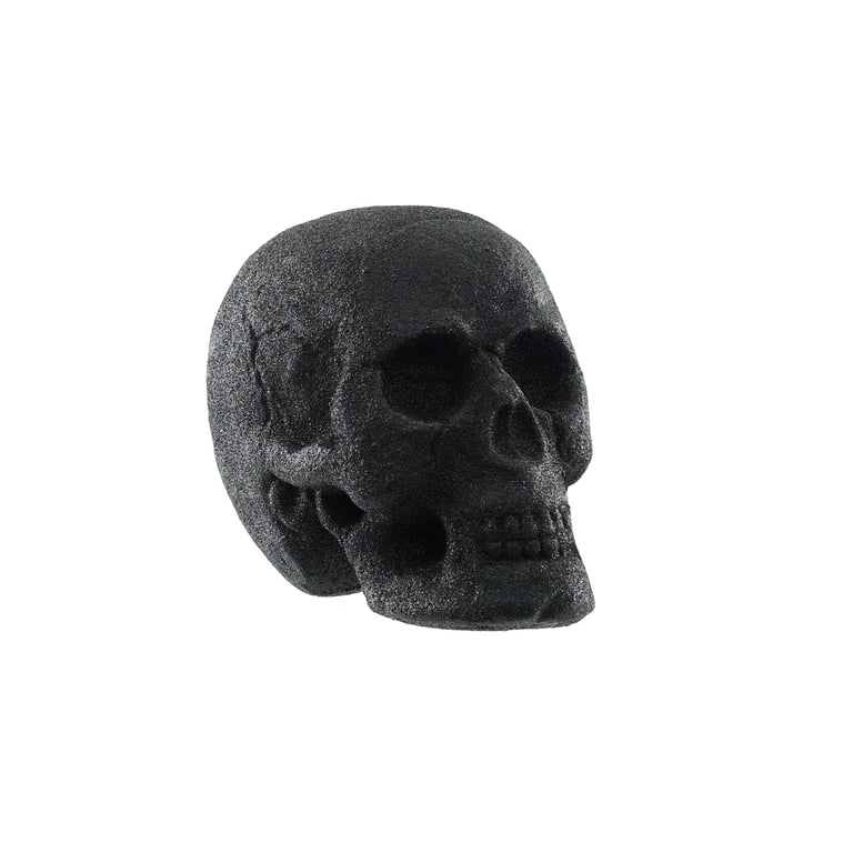 Black Glitter Skull Decoration 21cm - Perfect Halloween Home Decor Prop