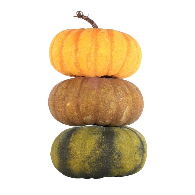 Set of 3 Stacked Pumpkins - Fall Decorations and Halloween Props
