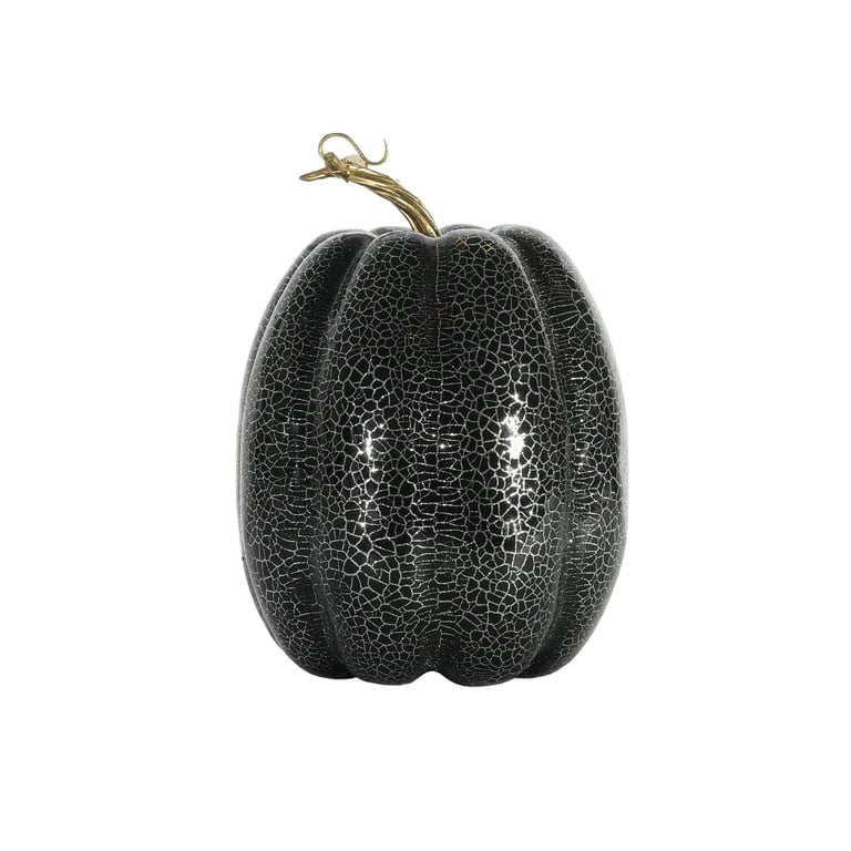 Tall Crackled Finish Black Silver Home Decor Pumpkin - 21cm x 15cm Fall Decoration