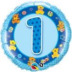 Age 1 Blue Inflatable Soft Teddy Bear Balloon - Kids Party Decoration