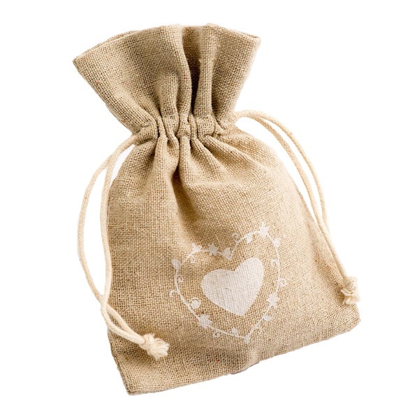 Large Heart Hessian Favour Bag - Wedding and Bridal Gift Bags with Event Party Favour Pouches