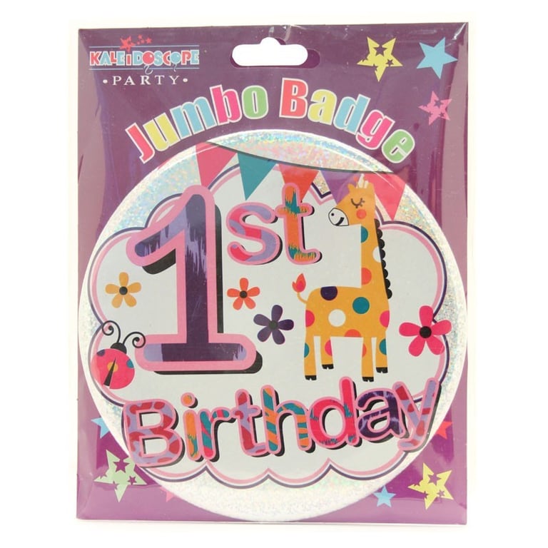 Jumbo Age 1 Jungle Birthday Badge - Large Kids Party Decoration