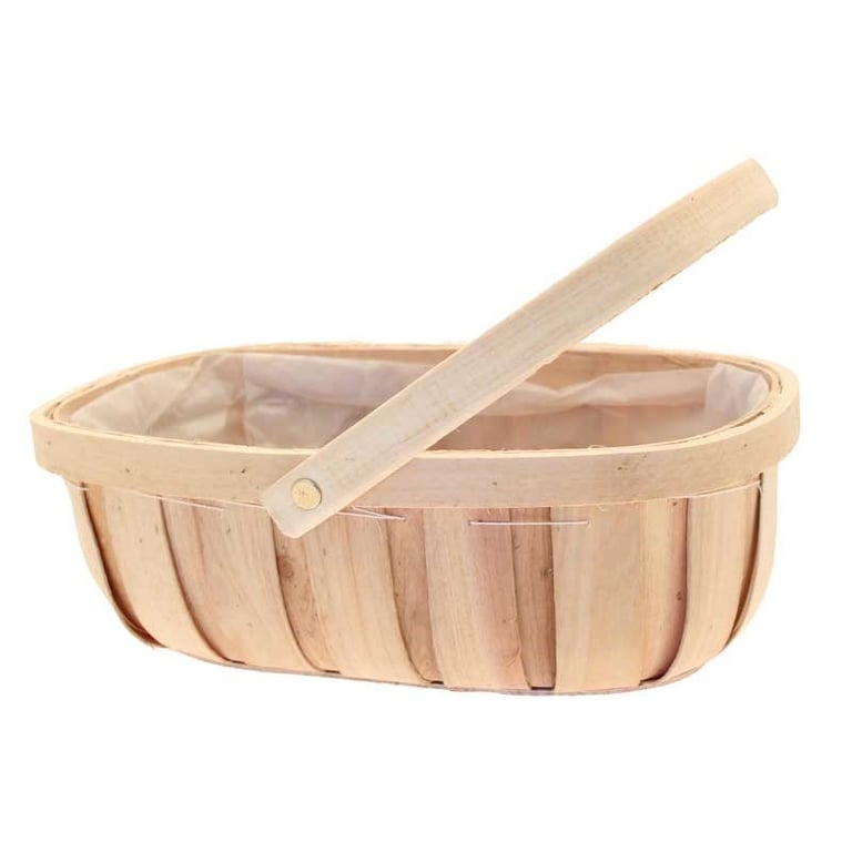 Natural Softwood Trug with Folding Handle - Versatile Home Storage Basket
