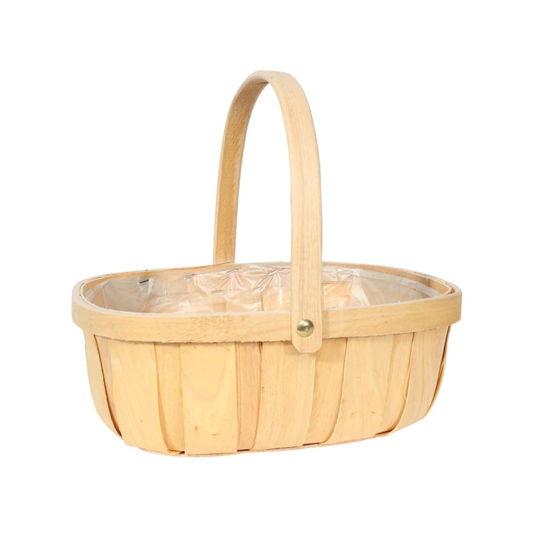 Natural Softwood Trug with Folding Handle - Versatile Home Storage Basket