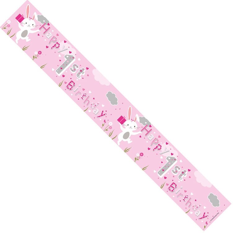 Female 1st Birthday Banners - Pack of 12 - Perfect First Birthday Decorations for Baby Showers & Parties