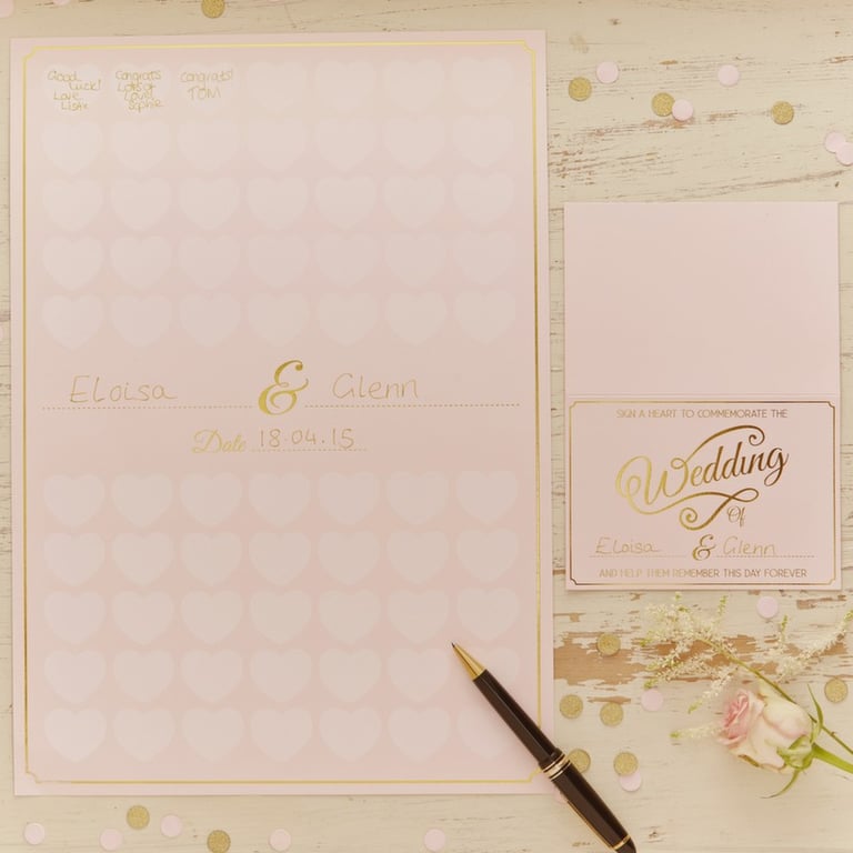 Elegant Gold Foiled Guest Book Poster - Personalized Wedding Event Invitation Book