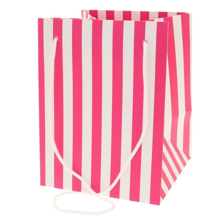Hot Pink Candy Stripe Hand Tied Bag - Fashion Accessory Home Decor Party Bag