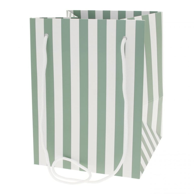 Sage Candy Stripe Hand Tied Artisanal Bag - Eco-Friendly Home Decor Accents