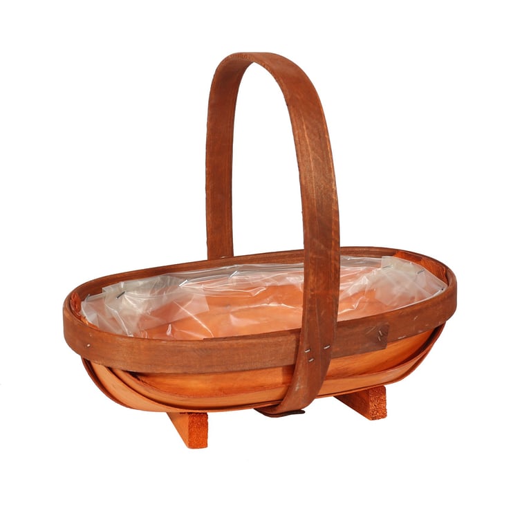 Softwood Trug Basket - Rustic Outdoor Home Storage and Garden Woven Basket 25.5cm x 8.5cm