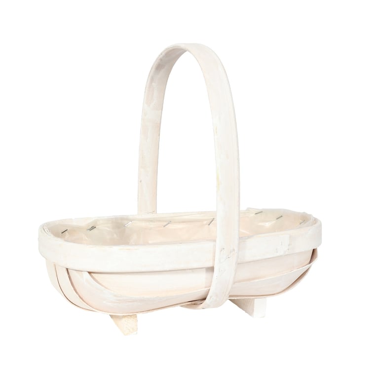 White Softwood Trug Basket 25.5cm - Durable Outdoor Storage Solution for Home and Garden
