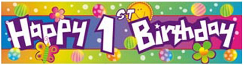 HAPPY 1st Birthday Banner - First Year Celebration Decorations