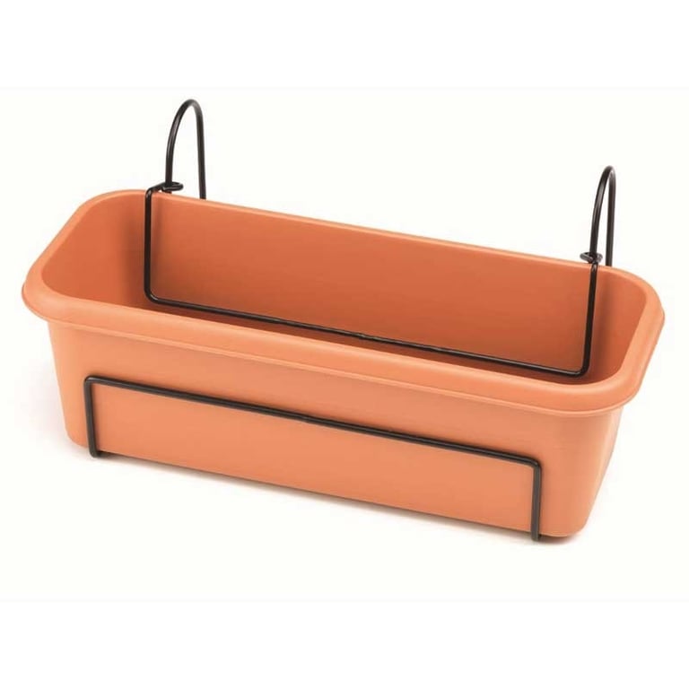 Stewart 60cm Terracotta Balcony Trough Set - Durable Outdoor Plant Containers for Patio and Garden Planters