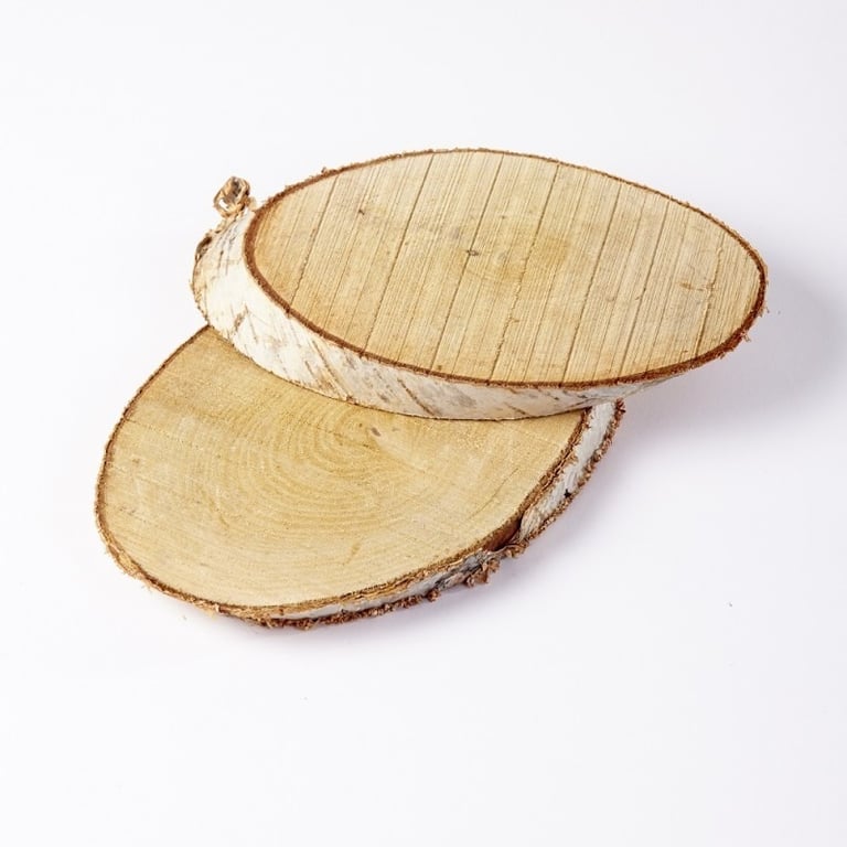 Natural Birch Log Slice (M) - Rustic Wood Art Decoration for Home