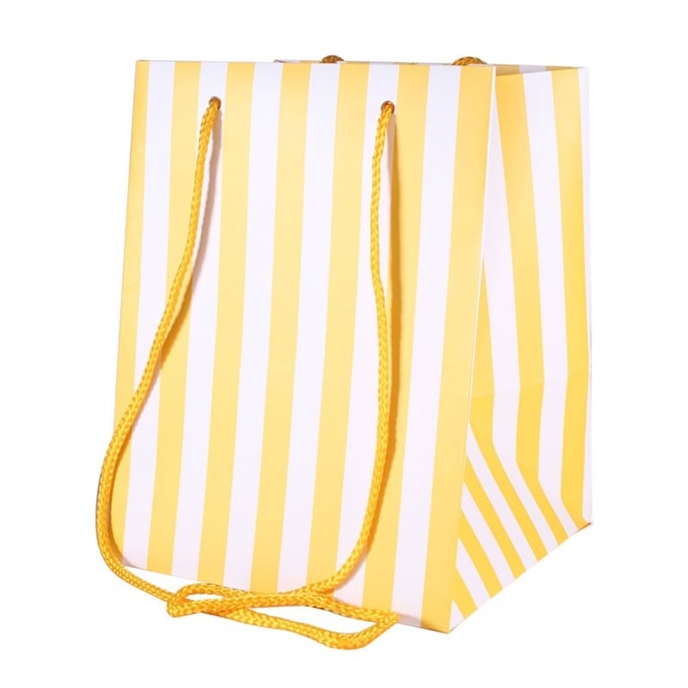 Yellow Candy Stripe Hand Tied Fashion Bag