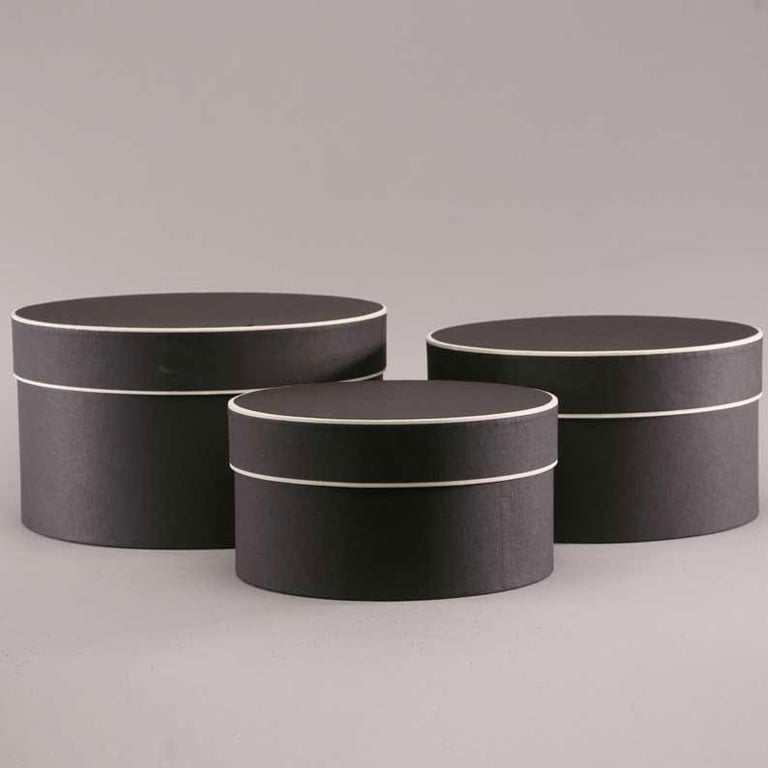 Black Round Hat Storage Box Set - 3-Piece Organizer and Display Case for Hat Protection and Presentation