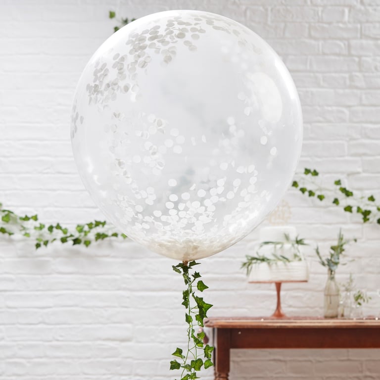 Large White Confetti Filled Party Balloons - Home Decor Celebration Essentials