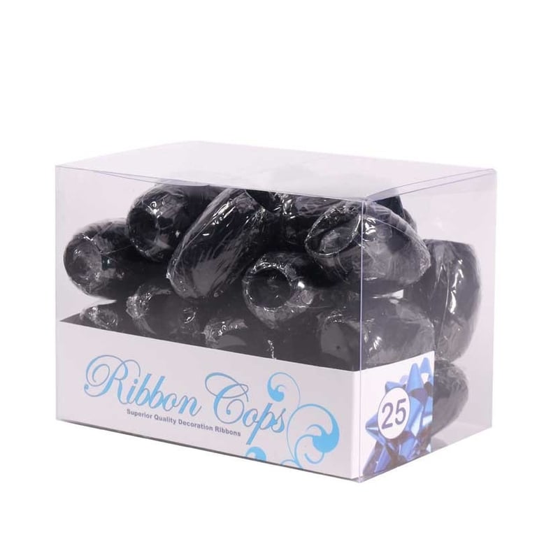 Shiny Black Ribbon Cops (x25) - Luxurious Decorative Ribbons for Home & Party Use