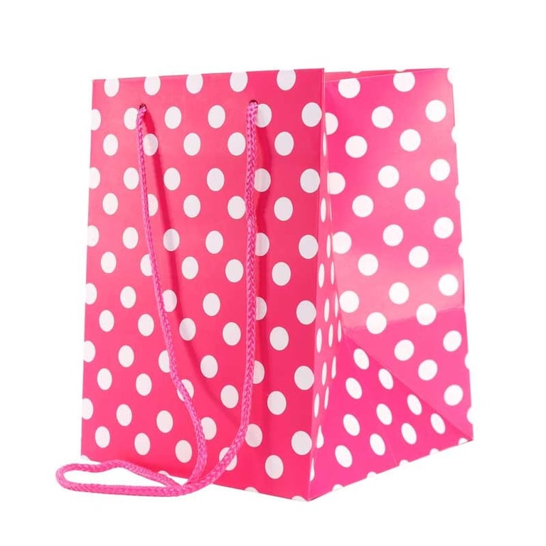 Bright Pink Polka Dot Hand Tie Bag - Unique, Handmade Fashionable Design