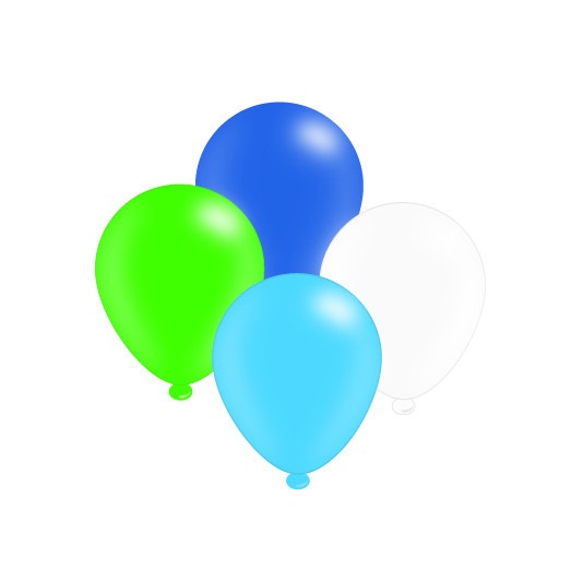 Mixed Blue Latex Balloons - 8 Piece Party Supply Set