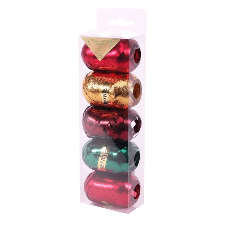 Acetate Ribbon Cops Set of 5 - Red, Green, Burgundy & Gold Home Decor Accents