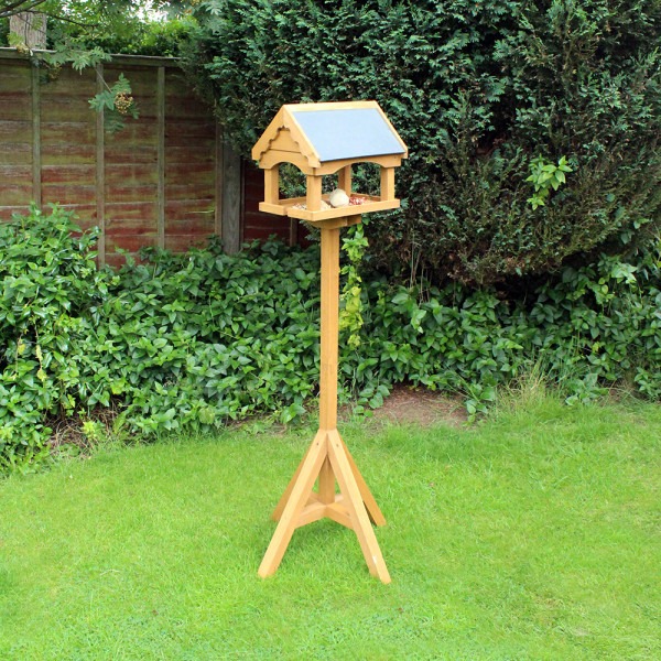 Natural Slate House Bird Table - Outdoor Feeding Station for Home and Garden